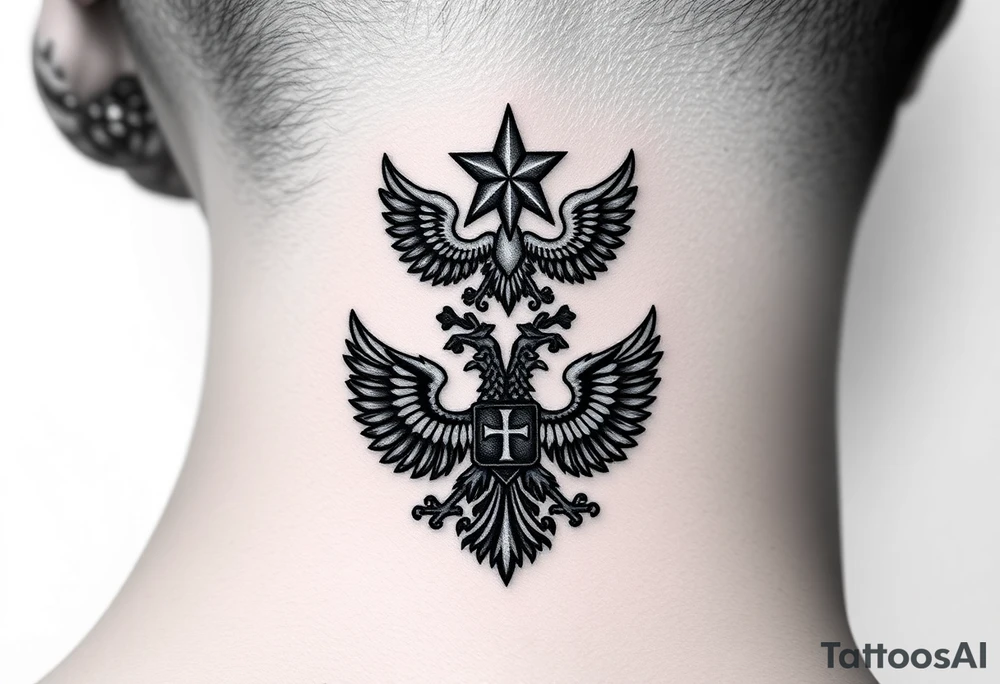 Top: Russian star 
Middle: russian double-headed eagle coat of arms
Bottom: Orthodox church dome with a cross tattoo idea
