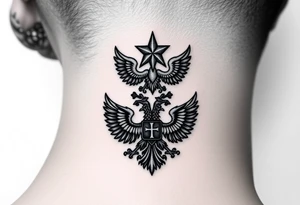 Top: Russian star 
Middle: russian double-headed eagle coat of arms
Bottom: Orthodox church dome with a cross tattoo idea
