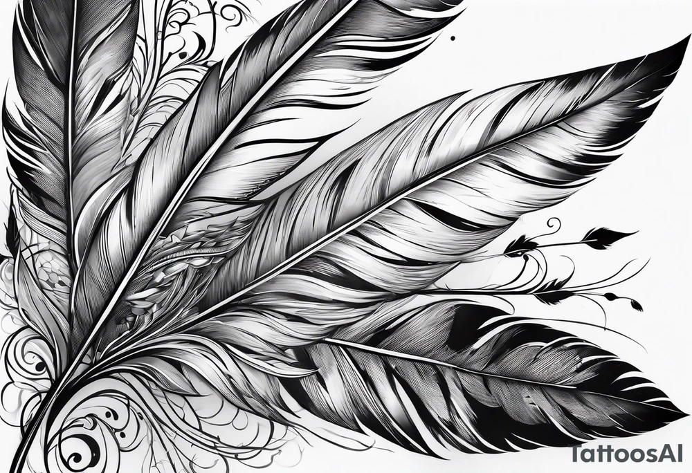 Journey, arrow, feather tattoo idea