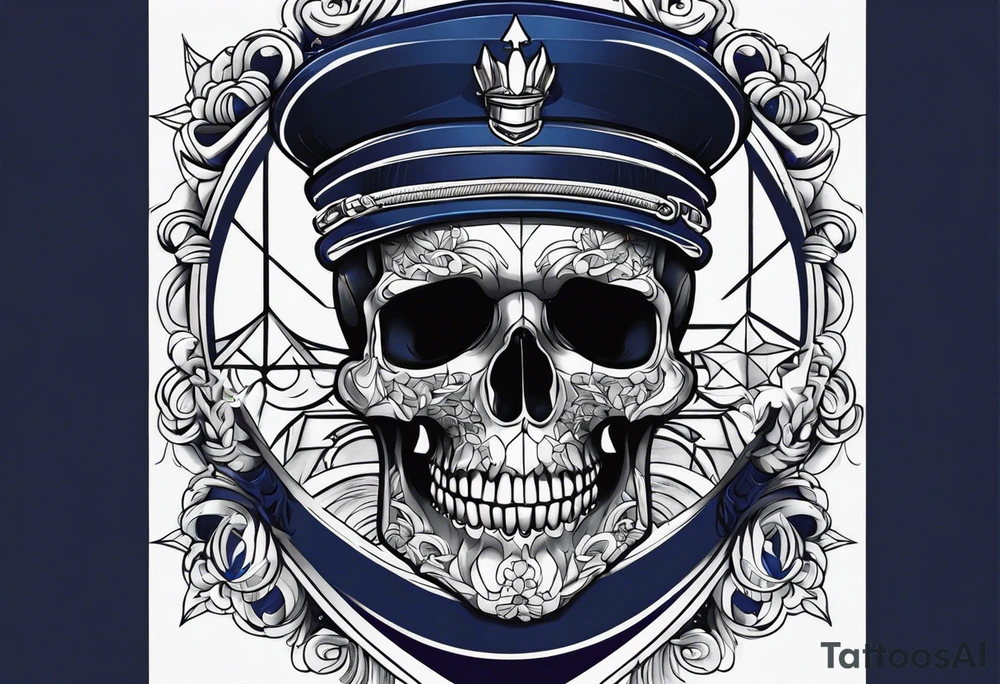 Coverup navy theme skull tattoo idea
