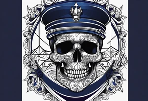 Coverup navy theme skull tattoo idea