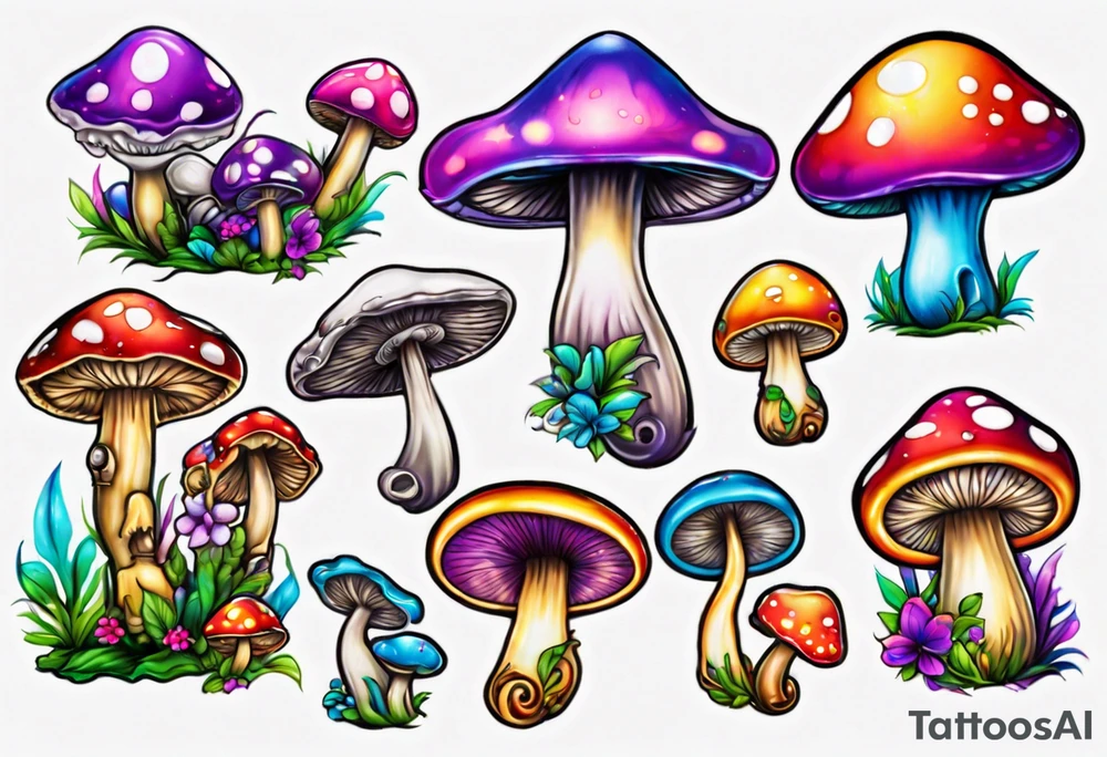 Lisa frank mushroom tattoo idea