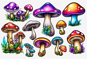 Lisa frank mushroom tattoo idea