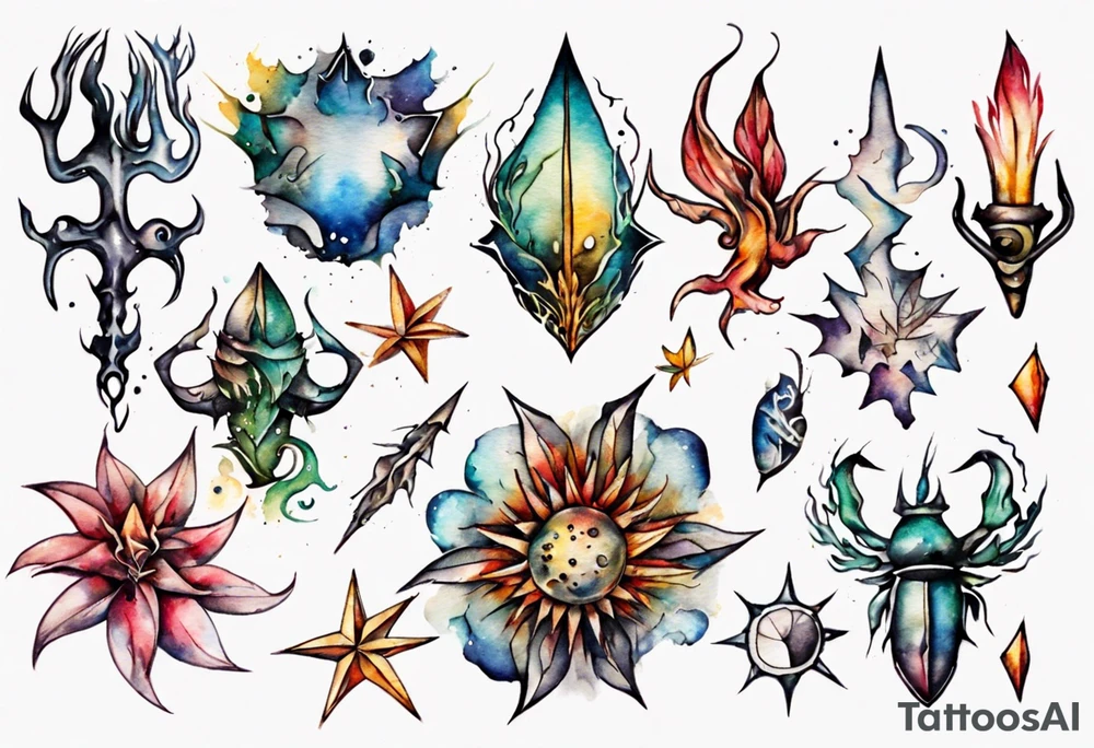 sternzeichen krebs aquarell tattoo idea