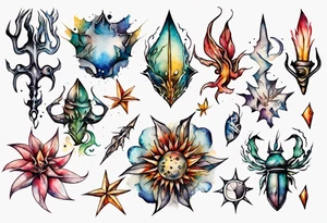 sternzeichen krebs aquarell tattoo idea