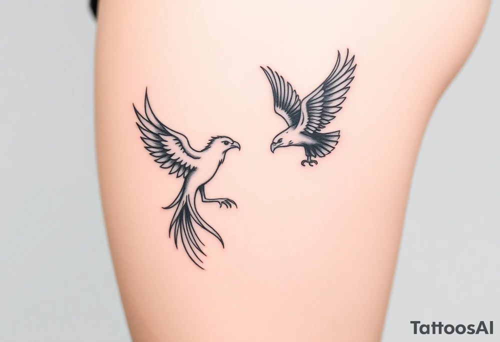 phoenix and eagle tattoo idea