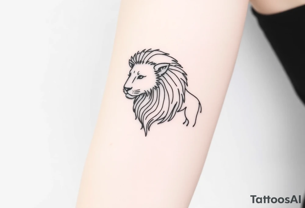 minimalist lion on female forearm tattoo idea