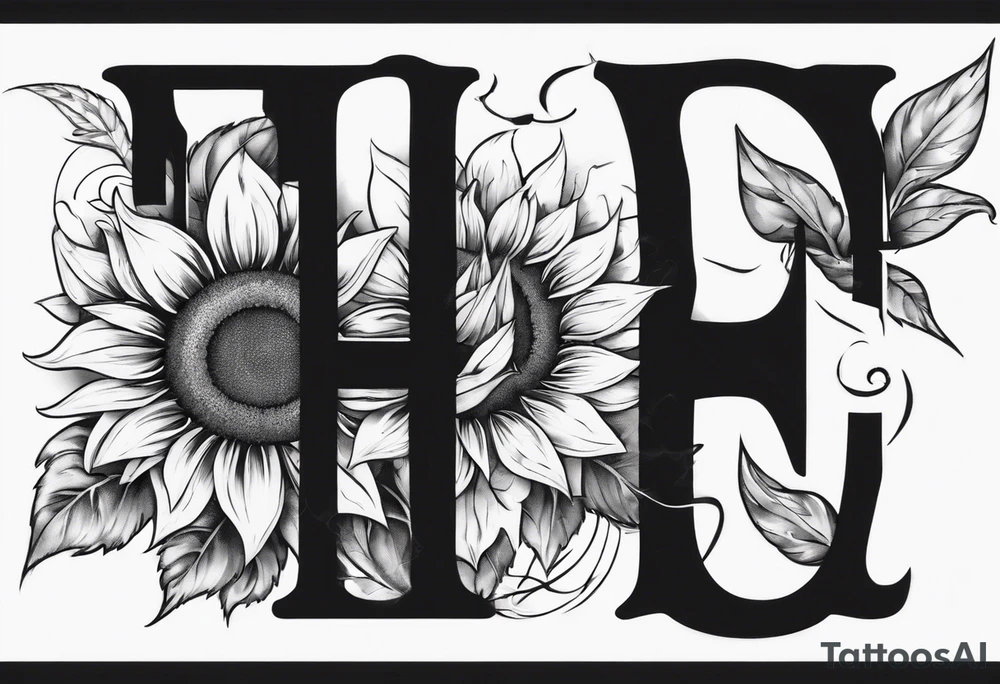 combining the letters E and H with a sunflower image tattoo idea