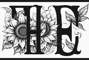 combining the letters E and H with a sunflower image tattoo idea
