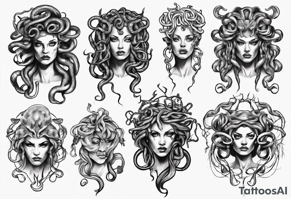 Medusa front profile tattoo idea