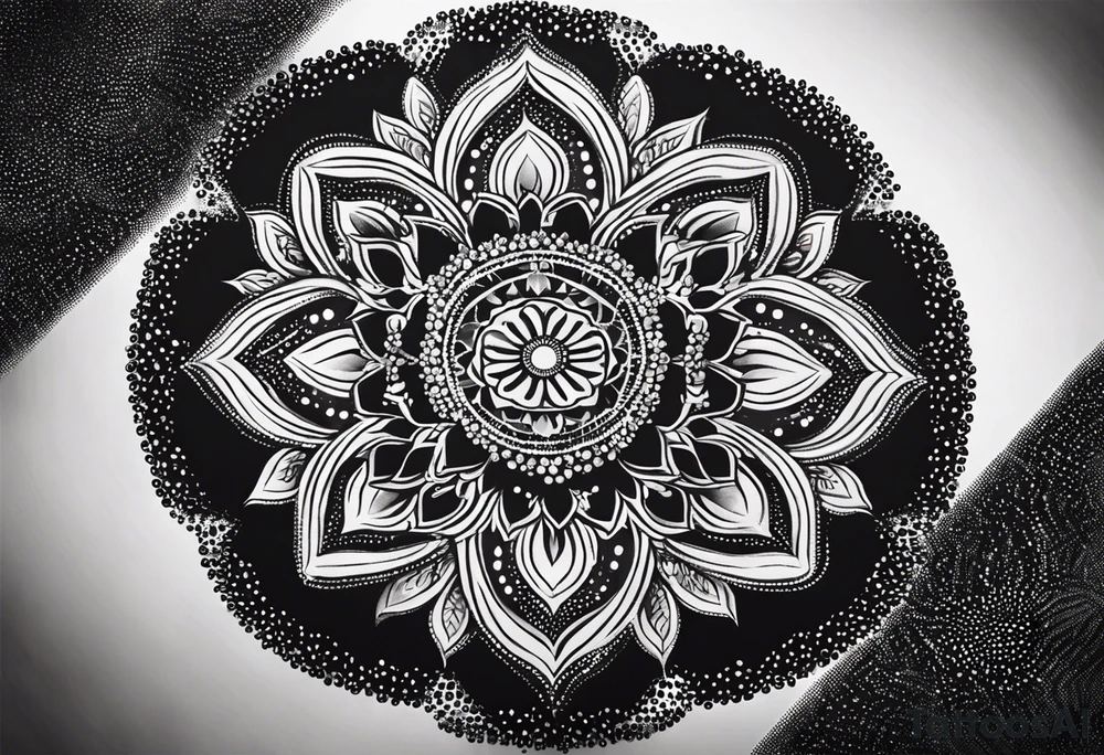 A feminin minimalist mandala with simple dit chain tattoo idea