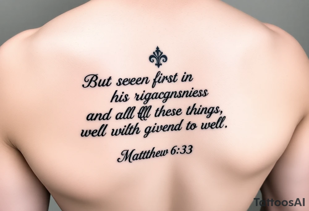 Matthew 6:33 But seek first his kingdom and his righteousness, and all these things will be given to you as well on leg tattoo idea