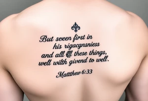 Matthew 6:33 But seek first his kingdom and his righteousness, and all these things will be given to you as well on leg tattoo idea