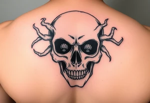 skull with The Last Of Us' fungus out of its eyes tattoo idea