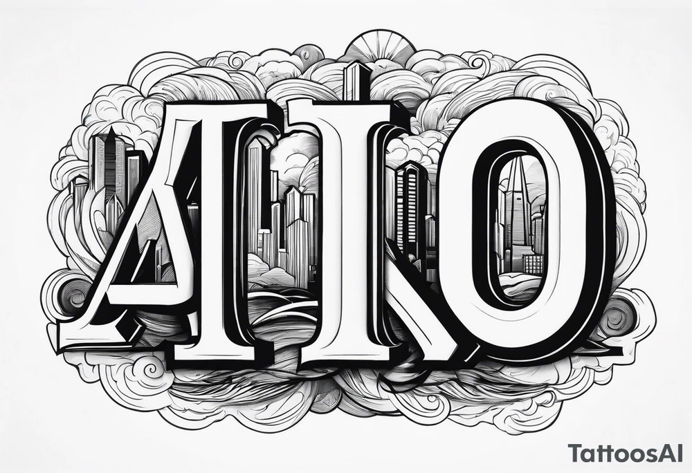 AO in  big letters across the sky tattoo idea