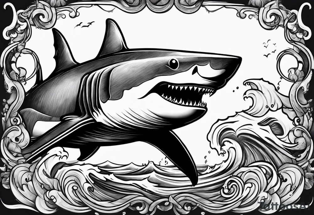 shark smoking cigarette tattoo idea