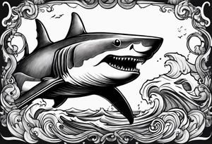 shark smoking cigarette tattoo idea