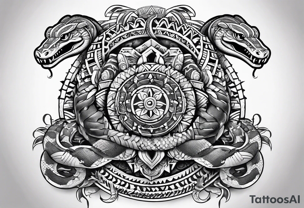 aztec snakes together tattoo idea
