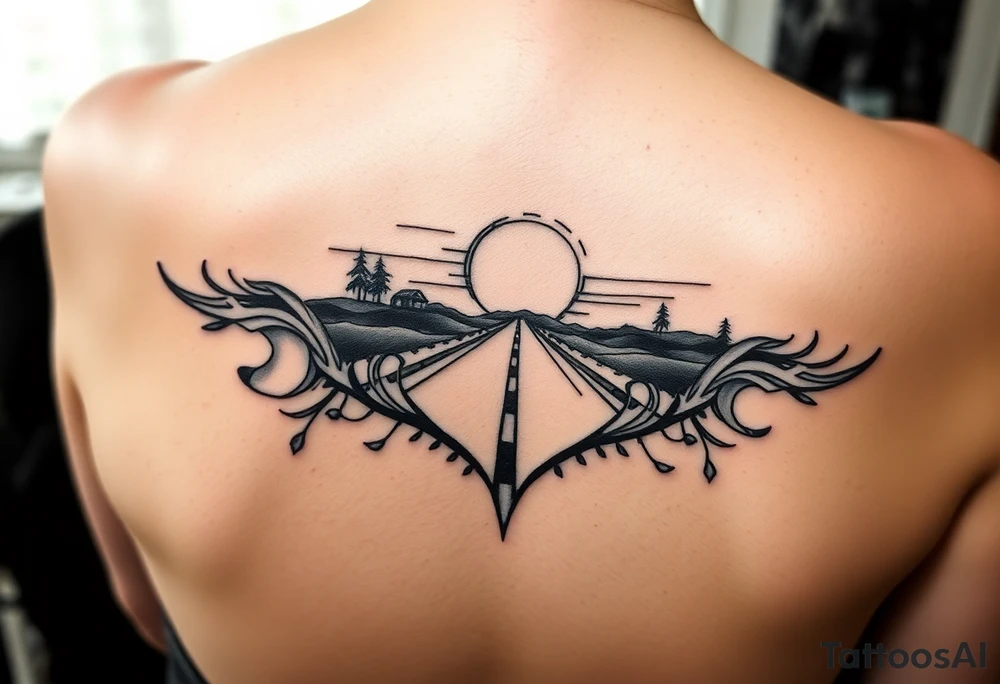 If my fate is a bad collision
And if my mind is an open highway
Give me the twilight two-way vision
Give me one last ride on a sunset sky lane
Call me when you get the chance
I can feel the walls around me closing in tattoo idea
