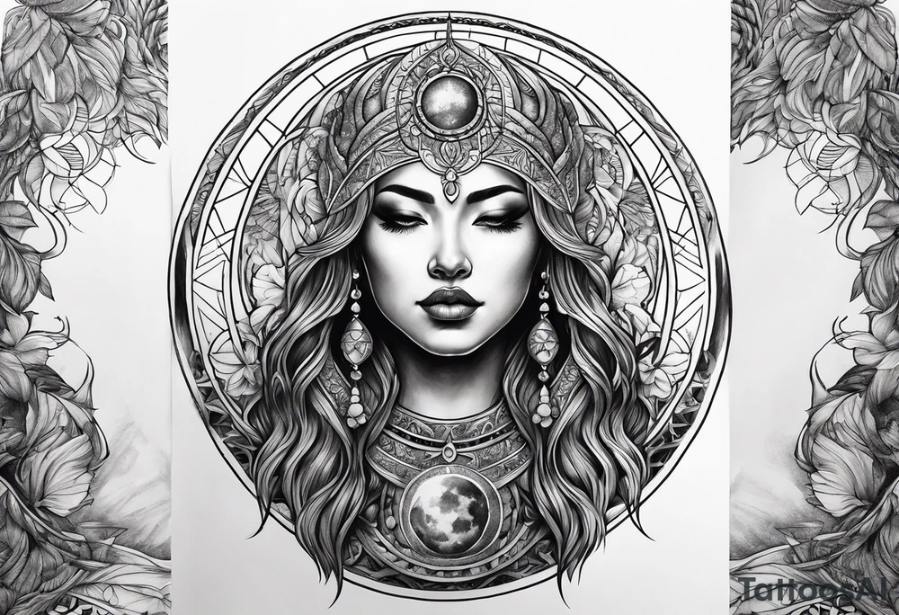 sacred moon tattoo idea