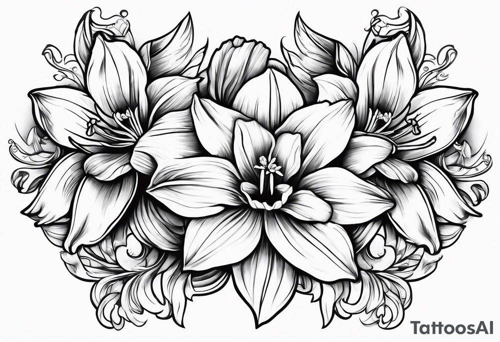 Daffodil birth flower chain tattoo idea