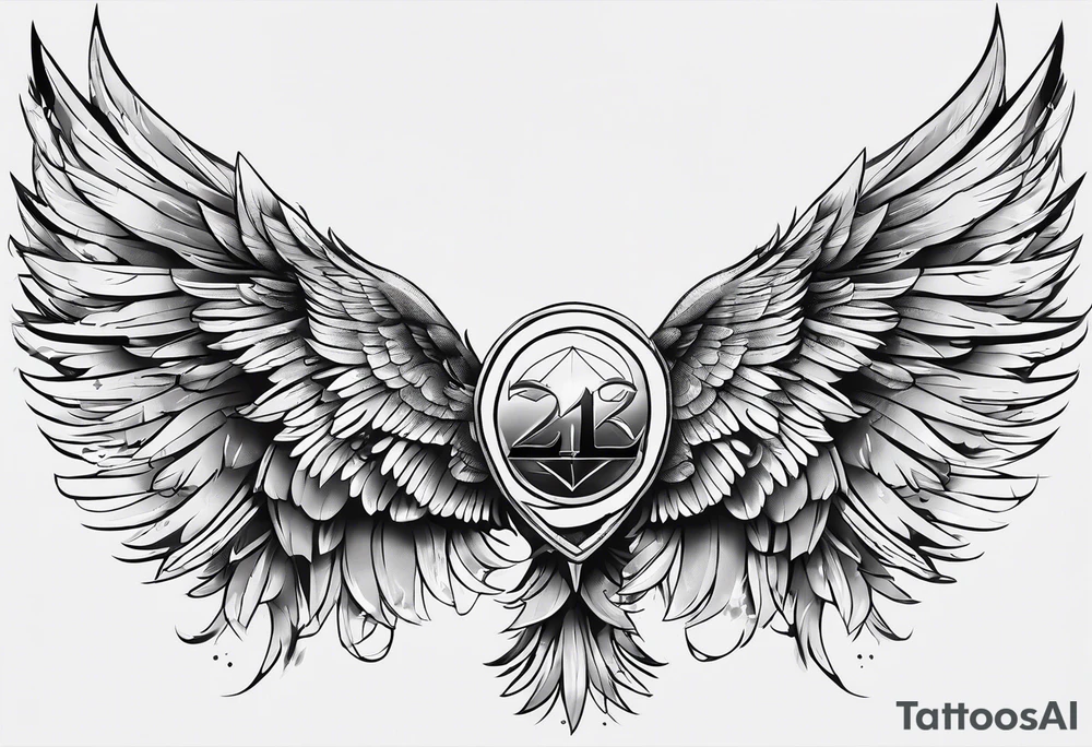 Wings with number 22 tattoo idea