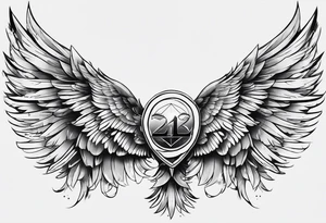 Wings with number 22 tattoo idea