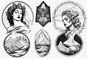 Roman goddess with mountains tattoo idea