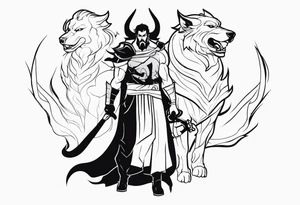 Hades with helmet and cerberus tattoo idea