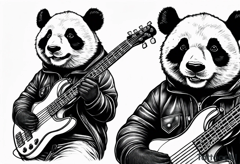 A panda playing the bass guitar tattoo idea