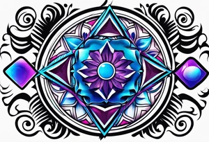 Blue and purple circle and zigzag tattoo idea