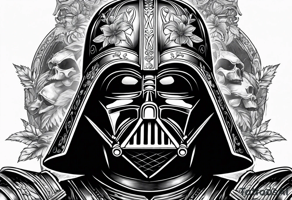 Darth Vader in Roman gladiator style with skulls tattoo idea
