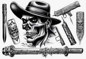 realistic chicano
weapons and gangsters tattoo idea