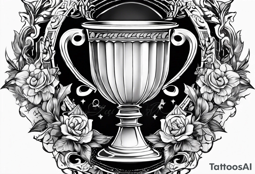chalice surrounded by halo tattoo idea