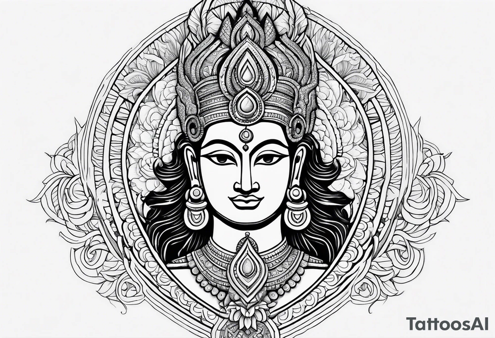 Powerful Lord Vishnu tattoo idea