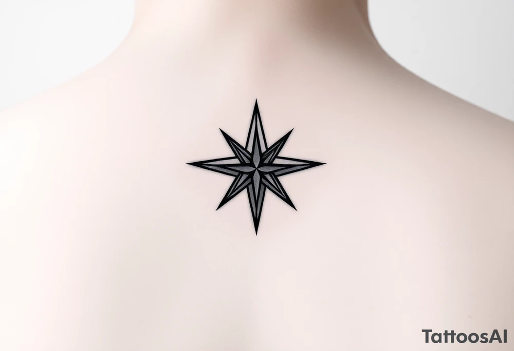 A star tattoo design. symbolizing guidance and empowerment. black and white. small tattoo idea