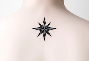 A star tattoo design. symbolizing guidance and empowerment. black and white. small tattoo idea