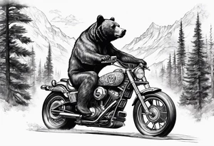 Bear riding motorcycle tattoo idea