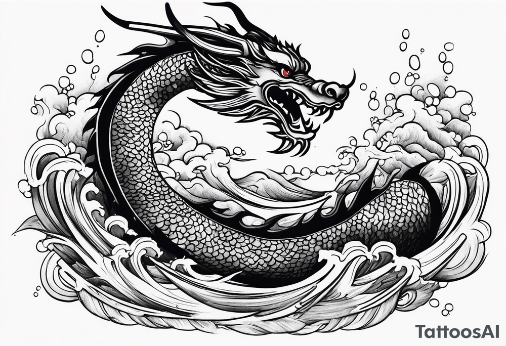 dragon hcinese in water tattoo idea