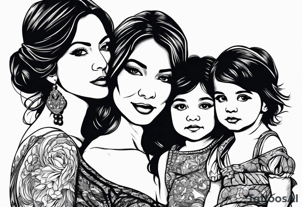 silhouette of mother with three daughters tattoo idea silhouette of mother with three daughters tattoo idea