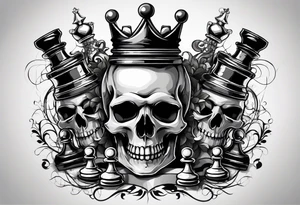 skull and chess pieces tattoo idea
