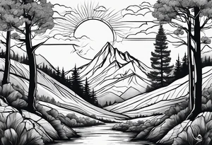 Trees mountain van tattoo idea