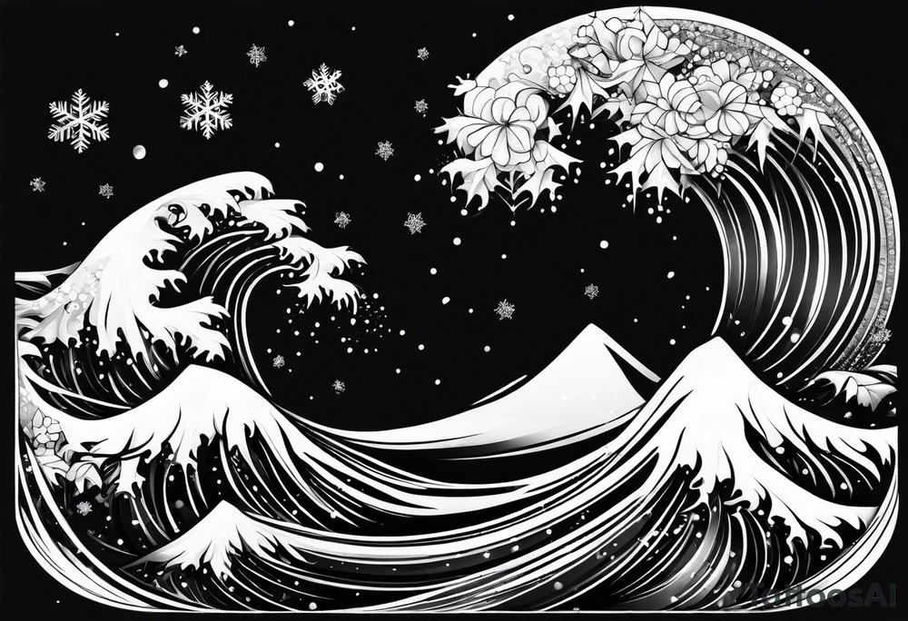 small snow crystal wave tattoo idea