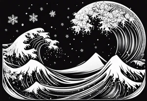 small snow crystal wave tattoo idea