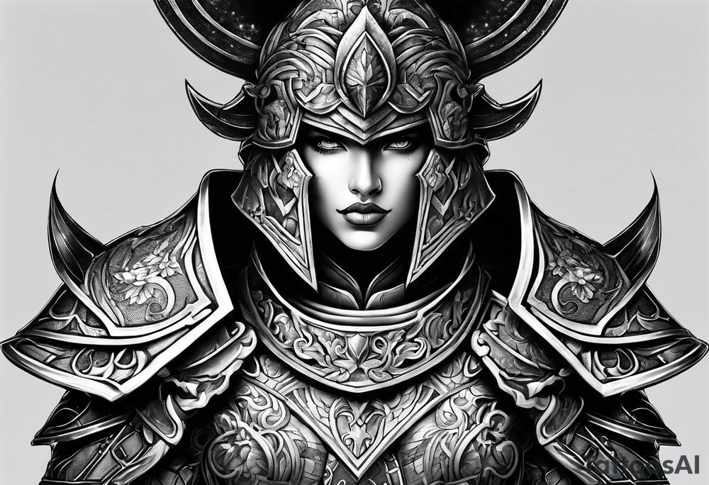 Armor for upper arm and chest tattoo idea