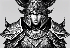 Armor for upper arm and chest tattoo idea
