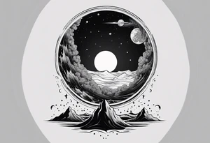 Large black hole swallowing earth. as Earth is swallowed space and time is stretched and deformed tattoo idea