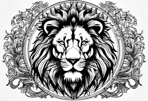 Lion avec des ailes brûlés avec un signe ouroboros tattoo idea