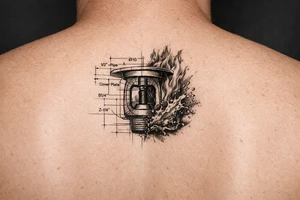 Fire sprinkler design plan fading into Fire and Water tattoo idea