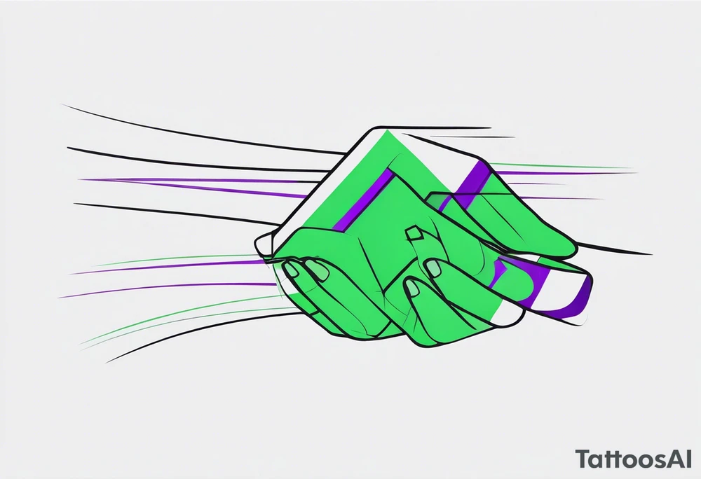 lines around wrist, abstract, green and purple, covered from wrist to forearm, fully covered, no borders, blackwork, no people tattoo idea